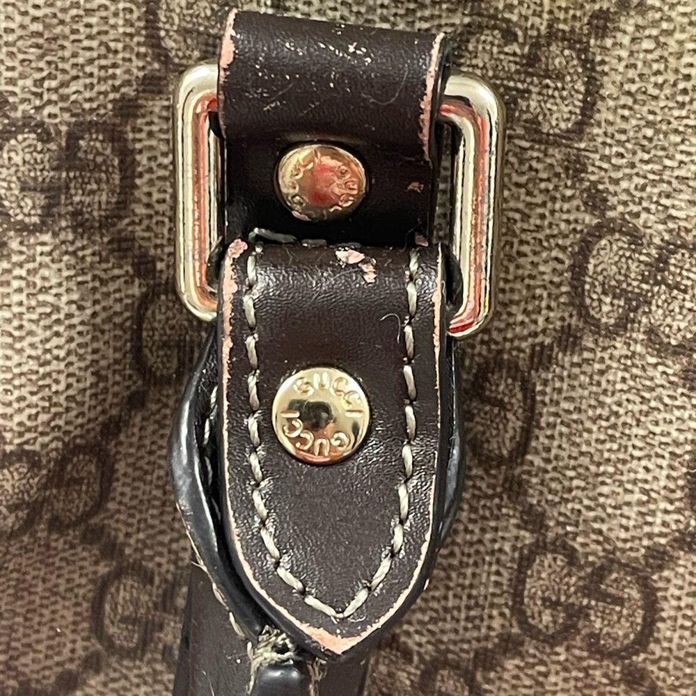 Gucci Vintage GG Speedy Monogram Handbag Brown Leather SOLD - Picture 15 of 16